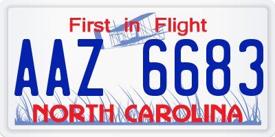 NC license plate AAZ6683
