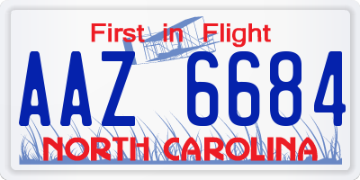 NC license plate AAZ6684