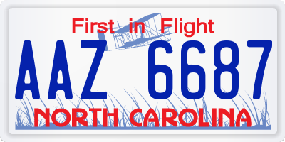NC license plate AAZ6687