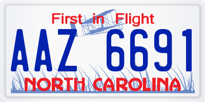 NC license plate AAZ6691