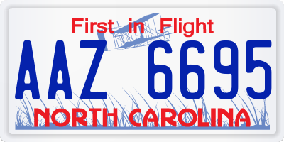 NC license plate AAZ6695