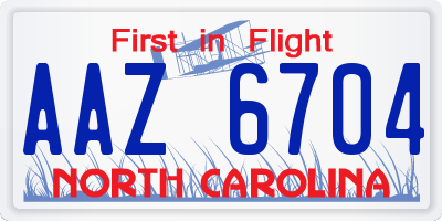 NC license plate AAZ6704