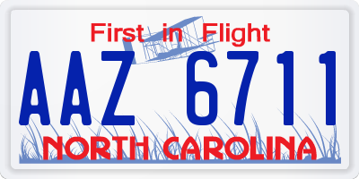 NC license plate AAZ6711