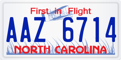 NC license plate AAZ6714