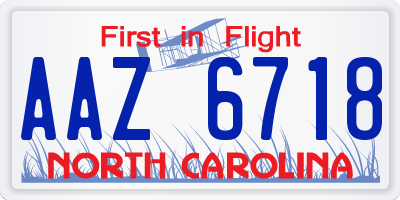 NC license plate AAZ6718