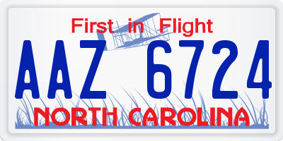 NC license plate AAZ6724