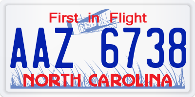 NC license plate AAZ6738
