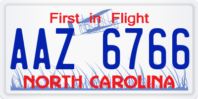 NC license plate AAZ6766