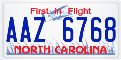 NC license plate AAZ6768