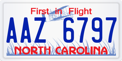 NC license plate AAZ6797
