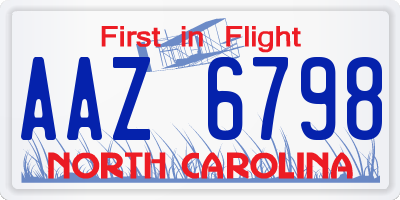 NC license plate AAZ6798