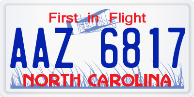NC license plate AAZ6817