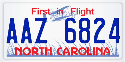 NC license plate AAZ6824