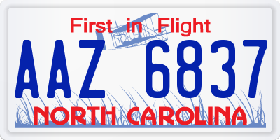 NC license plate AAZ6837