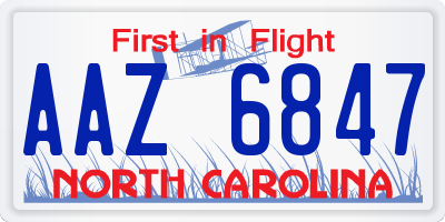 NC license plate AAZ6847