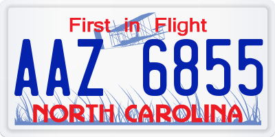NC license plate AAZ6855
