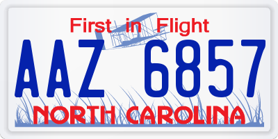 NC license plate AAZ6857