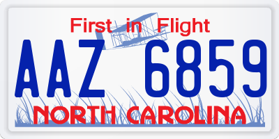 NC license plate AAZ6859