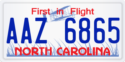 NC license plate AAZ6865