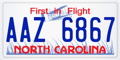 NC license plate AAZ6867