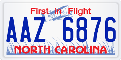 NC license plate AAZ6876