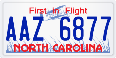 NC license plate AAZ6877