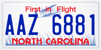 NC license plate AAZ6881