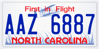 NC license plate AAZ6887