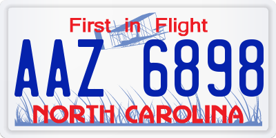 NC license plate AAZ6898