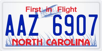 NC license plate AAZ6907