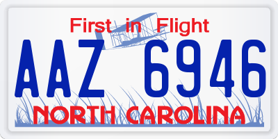 NC license plate AAZ6946