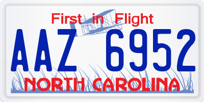 NC license plate AAZ6952