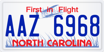 NC license plate AAZ6968