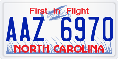 NC license plate AAZ6970