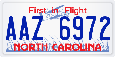 NC license plate AAZ6972