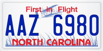 NC license plate AAZ6980
