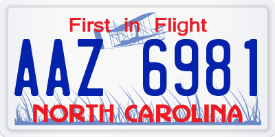 NC license plate AAZ6981