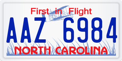 NC license plate AAZ6984