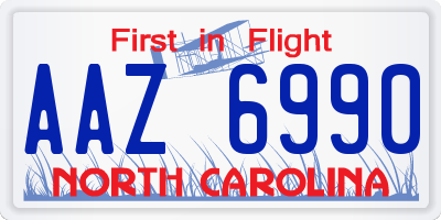 NC license plate AAZ6990