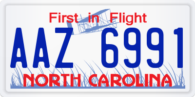 NC license plate AAZ6991