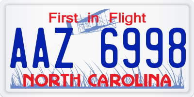 NC license plate AAZ6998