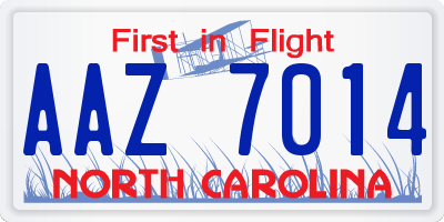 NC license plate AAZ7014