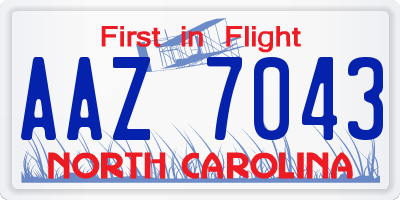 NC license plate AAZ7043