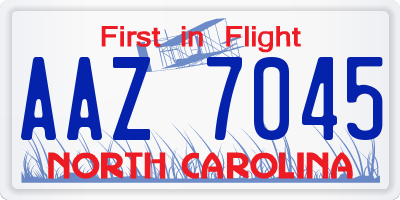 NC license plate AAZ7045
