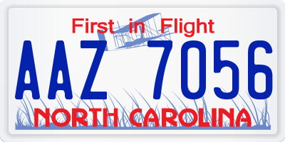 NC license plate AAZ7056