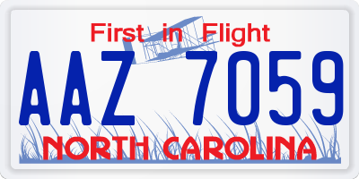 NC license plate AAZ7059