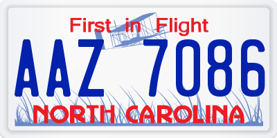 NC license plate AAZ7086