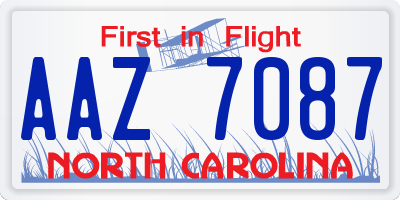 NC license plate AAZ7087