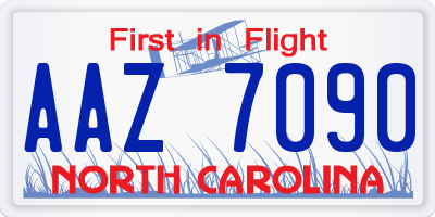 NC license plate AAZ7090
