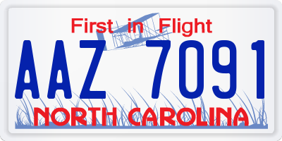 NC license plate AAZ7091